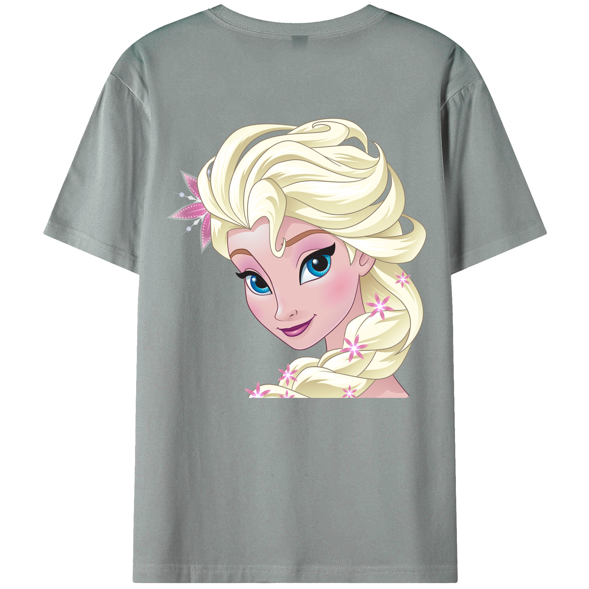 （画像用） アナと雪の女王 アンナ エルサ Frozen Anna Elsa 綿100％ メンズ半袖Tシャツ（バックプリント） 通気性